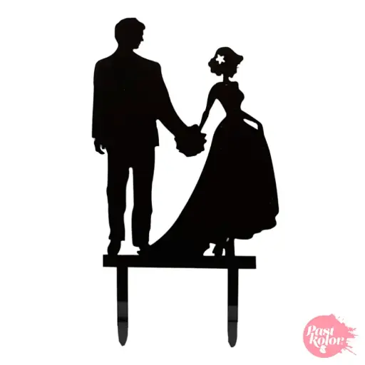 [SWK1506] Cake Topper Acrílico Silueta Novios Modelo 10 Pastkolor