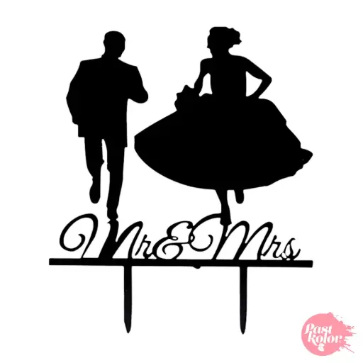 [SWK1512] Cake Topper Acrílico Silueta Novios Modelo 12 Pastkolor