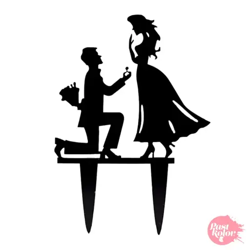 [SWK1515] Cake Topper Acrílico Silueta Novios Modelo 13 Pastkolor