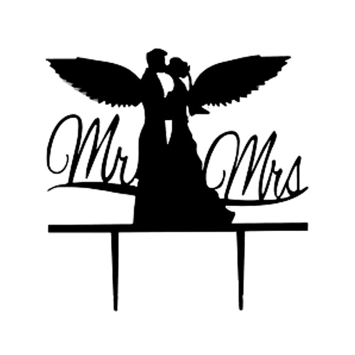 [SWK1499] Cake Topper Acrílico Silueta Novios Pareja Ángeles Pastkolor