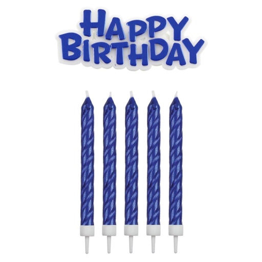 [CA093] Set de velas y happy birthday azules 17ud PME