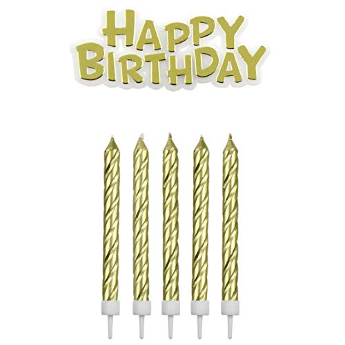 [CA092] Set de Velas y Happy Birthday Doradas 17ud PME