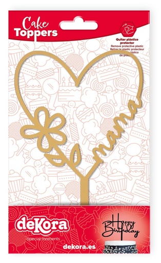 [354174] Topper Corazón Mamá Dorado Dekora