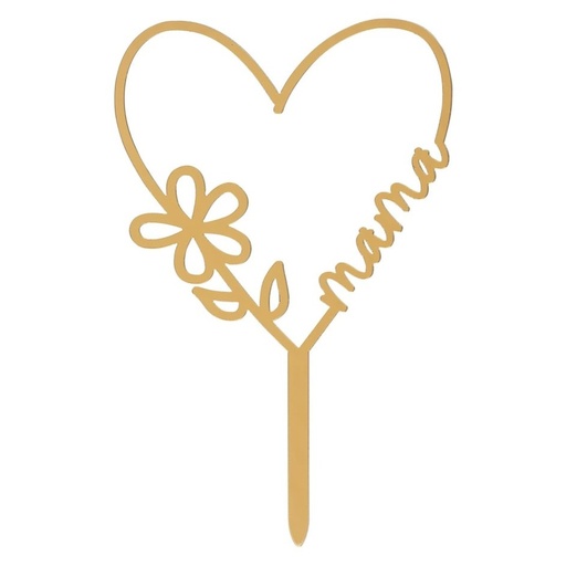 [354174] Topper corazón mamá dorado Dekora