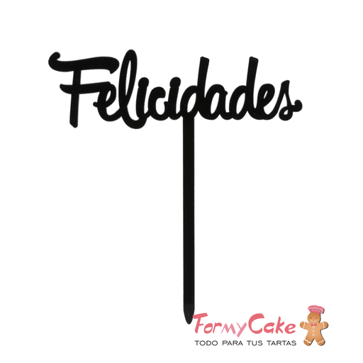 [354154] Topper Felicidades Negro Dekora