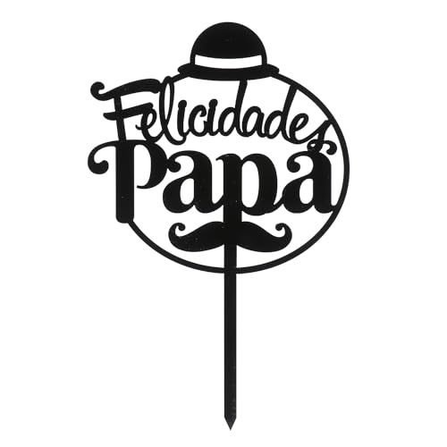 [354162] Topper Felicidades Papá Negro Dekora