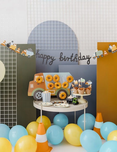 [KPM32] Topper Para Cupcakes Construcción 6ud Partydeco