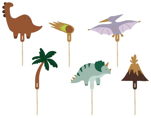 [KPT71] Topper Para Cupcakes Dinosaurios 6ud Partydeco