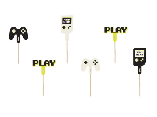 [KPM35] Topper Para Cupcakes Gamer 6ud Partydeco