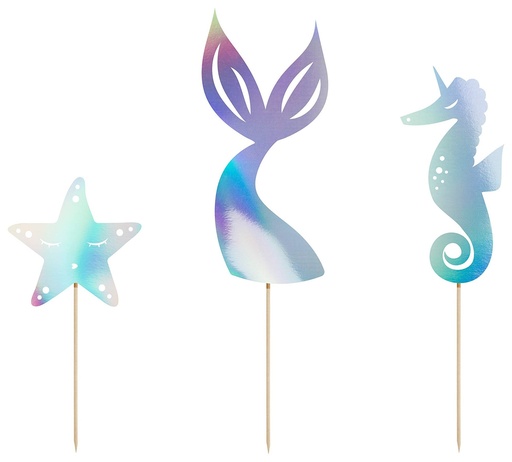[KPT47-017] Topper Para Cupcakes Sirena 3ud Partydeco