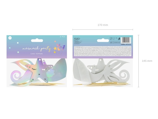 [KPT47-017] Topper Para Cupcakes Sirena 3ud Partydeco