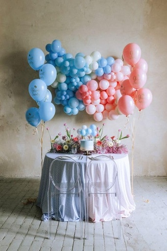 [KBT3-001] Topper Para Tarta Globos Azul/Blanco Partydeco