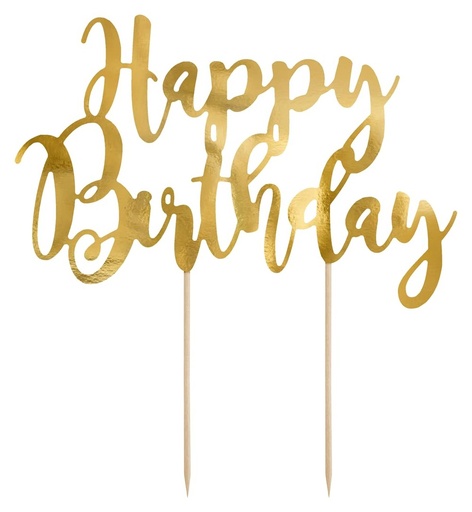 [KPT11-019M] Topper Para Tarta Happy Birthday Dorado Partydeco