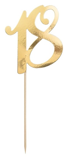 [KPT62-18-019] Topper Para Tarta Número 18 Dorado Partydeco