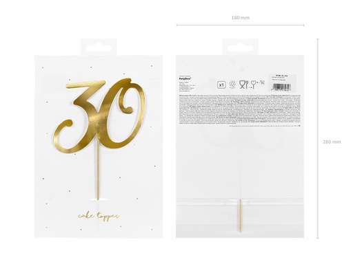 [KPT62-30-019] Topper Para Tarta Número 30 Dorado Partydeco
