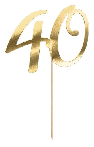 [KPT62-40-019] Topper Para Tarta Número 40 Dorado Partydeco