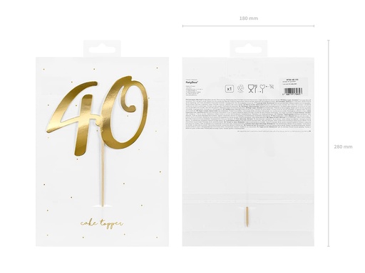 [KPT62-40-019] Topper Para Tarta Número 40 Dorado Partydeco