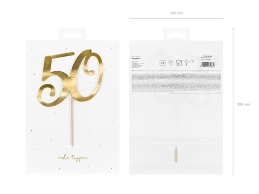 [KPT62-50-019] Topper Para Tarta Número 50 Dorado Partydeco