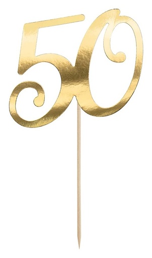 [KPT62-50-019] Topper Para Tarta Número 50 Dorado Partydeco