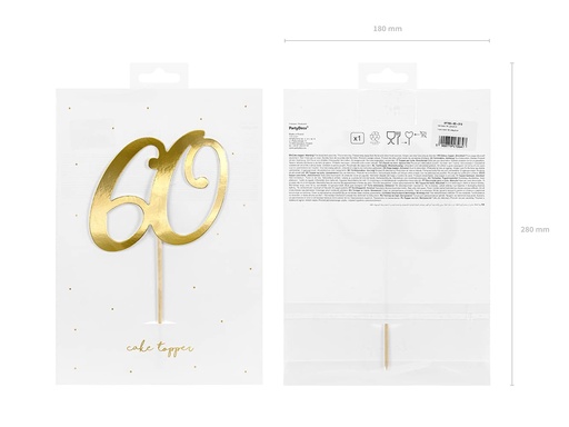 [KPT62-60-019] Topper Para Tarta Número 60 Dorado Partydeco