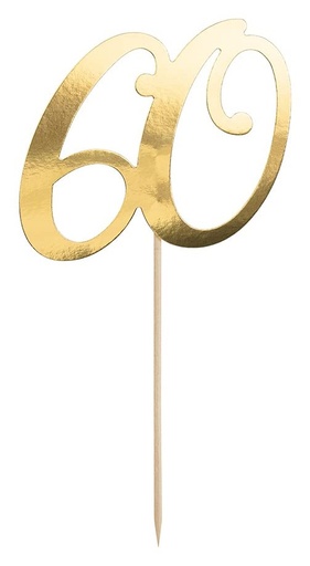 [KPT62-60-019] Topper Para Tarta Número 60 Dorado Partydeco