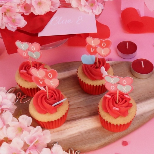 [VD24TOP019] Toppers De San Valentín Corazones Para Cupcakes 24uds PME
