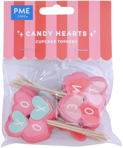 [VD24TOP019] Toppers De San Valentín Corazones Para Cupcakes 24uds PME