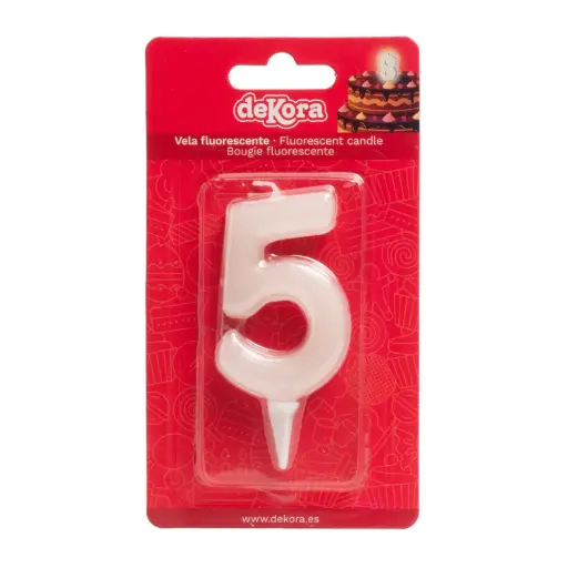 [345271] Vela fluorescente 6cm número 5 Dekora