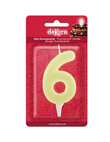 [345272] Vela Fluorescente 6cm Número 6 Dekora