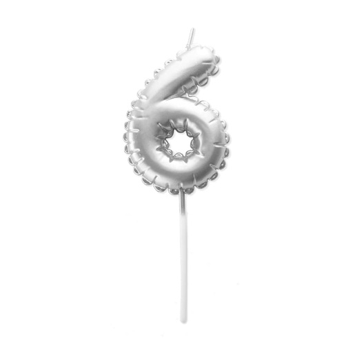 [SWK2250] Vela Plata Globo Número 6 Pastkolor