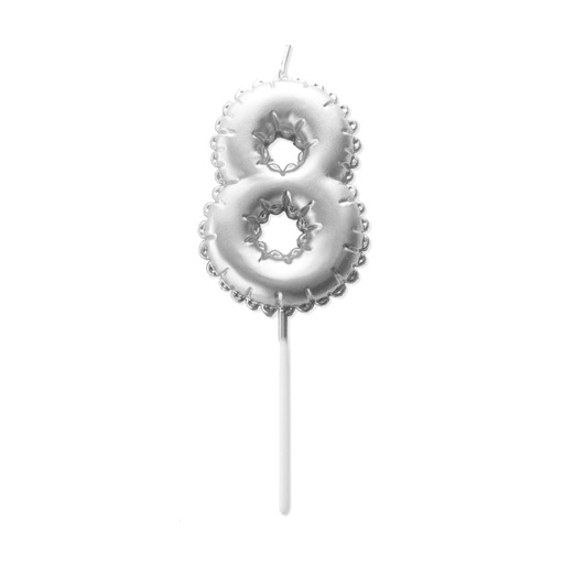 [SWK2252] Vela Plata Globo Número 8 Pastkolor