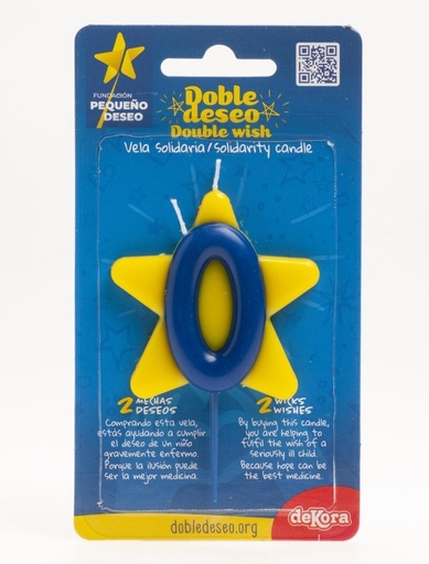 [345450] Vela solidaria doble deseo número 0 Dekora