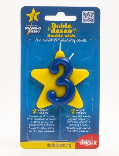 [345453] Vela solidaria doble deseo número 3 Dekora