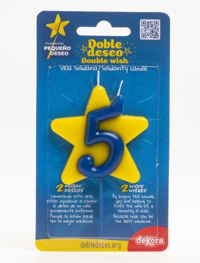 [345455] Vela solidaria doble deseo número 5 Dekora