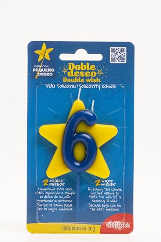 [345456] Vela Solidaria Doble Deseo Número 6 Dekora