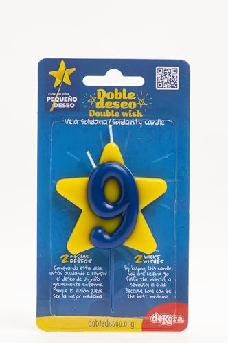 [345459] Vela Solidaria Doble Deseo Número 9 Dekora