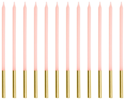[DE26496] Velas Alargadas Rosa-Oro 14cm, 12ud PartyDeco
