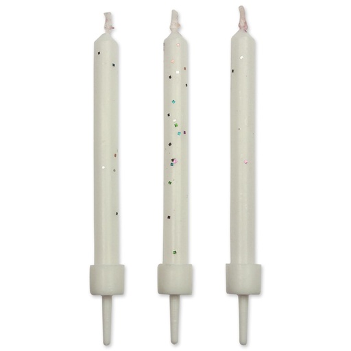 [ca026] Velas Blancas Con Purpurina 10ud PME