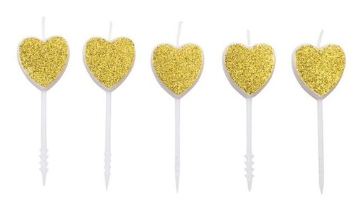 [SWK1585] Velas de corazones dorados 5ud. Pastkolor