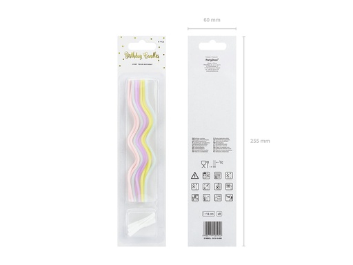 [DE32110] Velas Curl Mix 16cm, 8uds PartyDeco