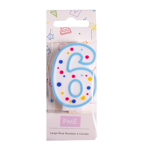 [ca066] Velas para Tartas Azul Número 6 PME