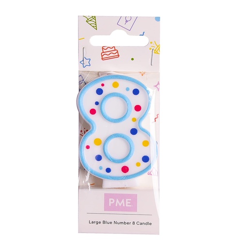 [ca068] Velas para Tartas Azul Número 8 PME