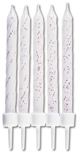 [910171] Velas para Tartas Blancas con Purpurina 10ud Städter