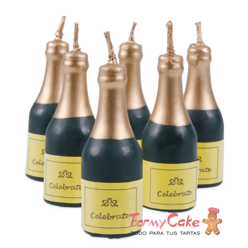[910348] Velas para Tartas Botella Champagne 6ud Städter