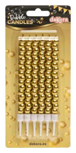[345445] Velas para tartas burbuja dorada 6ud Dekora