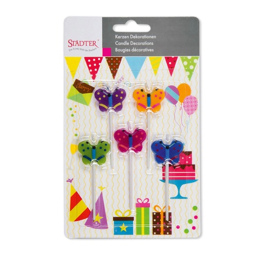 [910447] Velas para Tartas Mariposas 5ud Städter