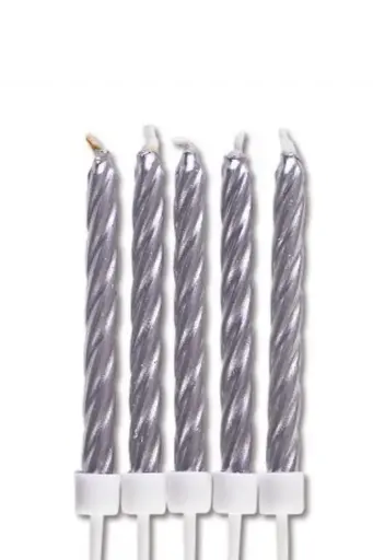 [910188] Velas para tartas plateadas 10ud Städter