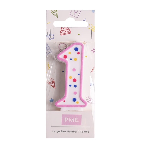 [ca081] Velas para Tartas Rosa Número 1 PME