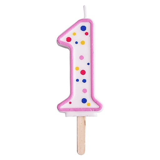 [ca081] Velas para tartas rosa número 1 PME