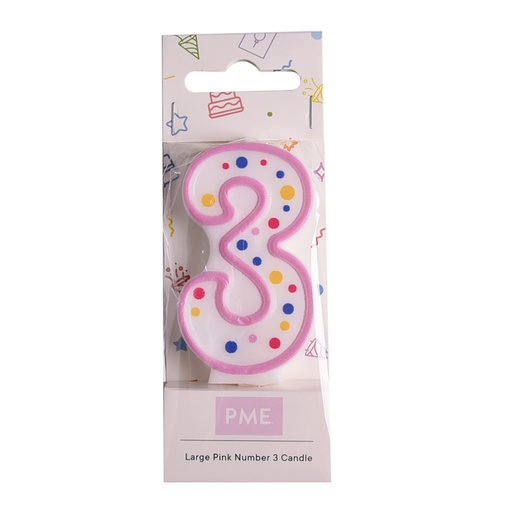 [ca083] Velas para Tartas Rosa Número 3 PME